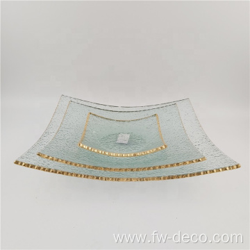 9 inch Square Gold Rim Glass Charger Plates